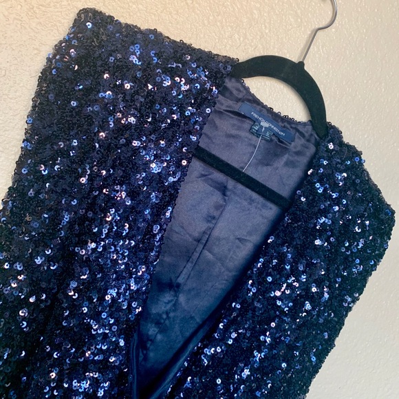 French Connection navy sequin blazer jacket - Picture 4 of 6